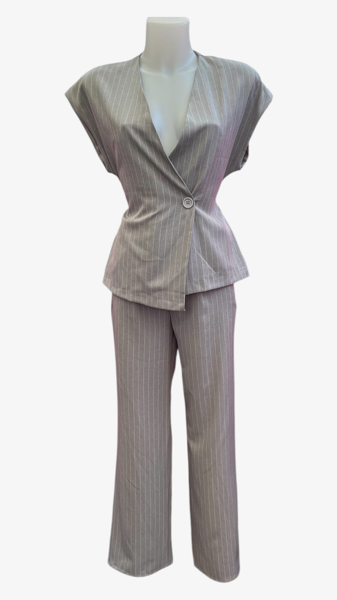 Completo rigato gilet e pantalone a palazzo