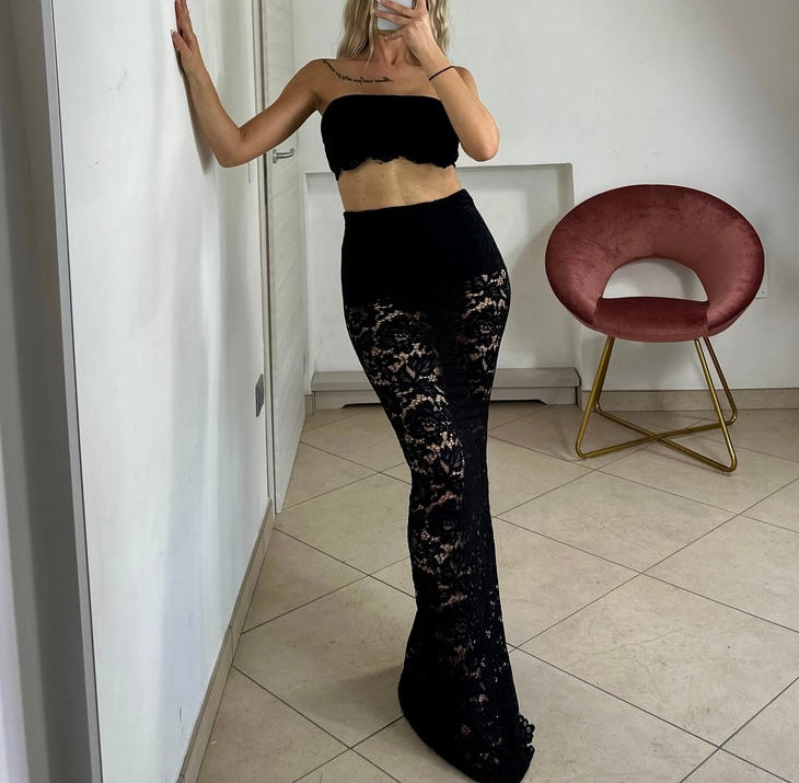 Completo top e gonna in pizzo