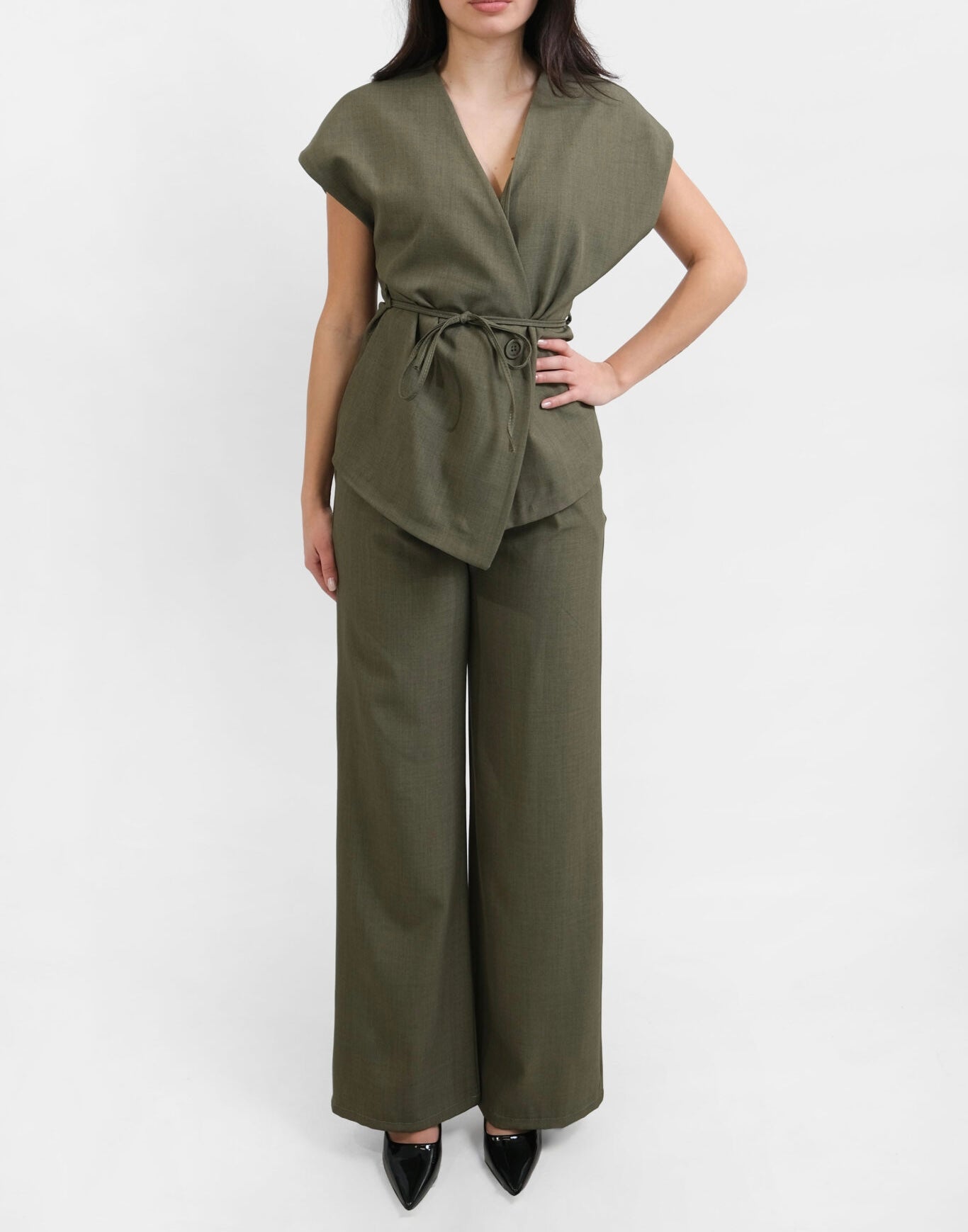 Completo gilet e pantalone a palazzo