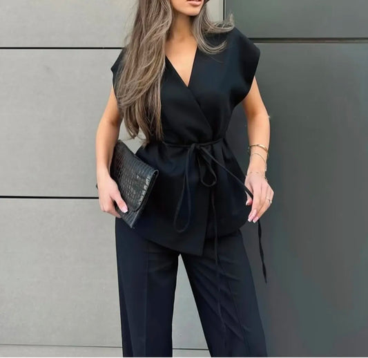 Completo gilet e pantalone a palazzo