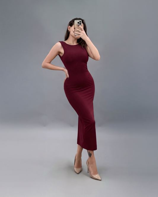 Vestito Midi con Schiena Scoperta