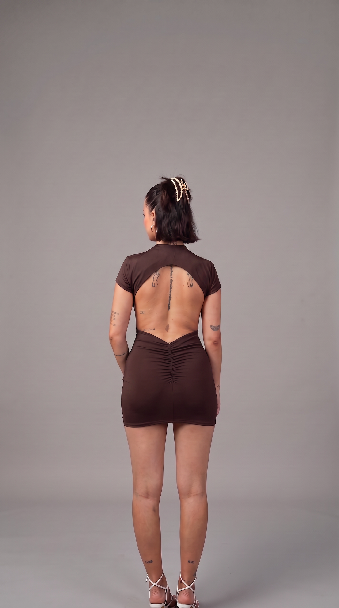 Mini Dress Mock Neck Open Back