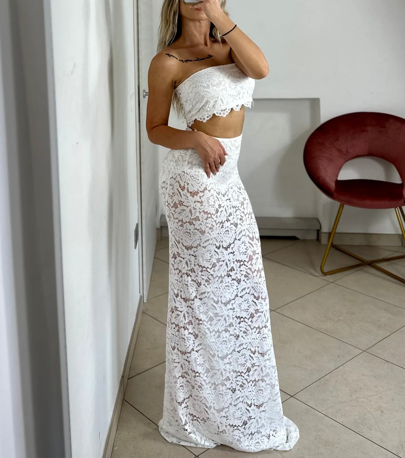 Completo top e gonna in pizzo