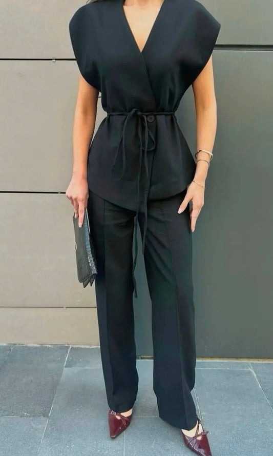 Completo gilet e pantalone a palazzo