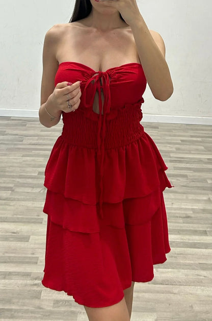 Vestito corto con balze