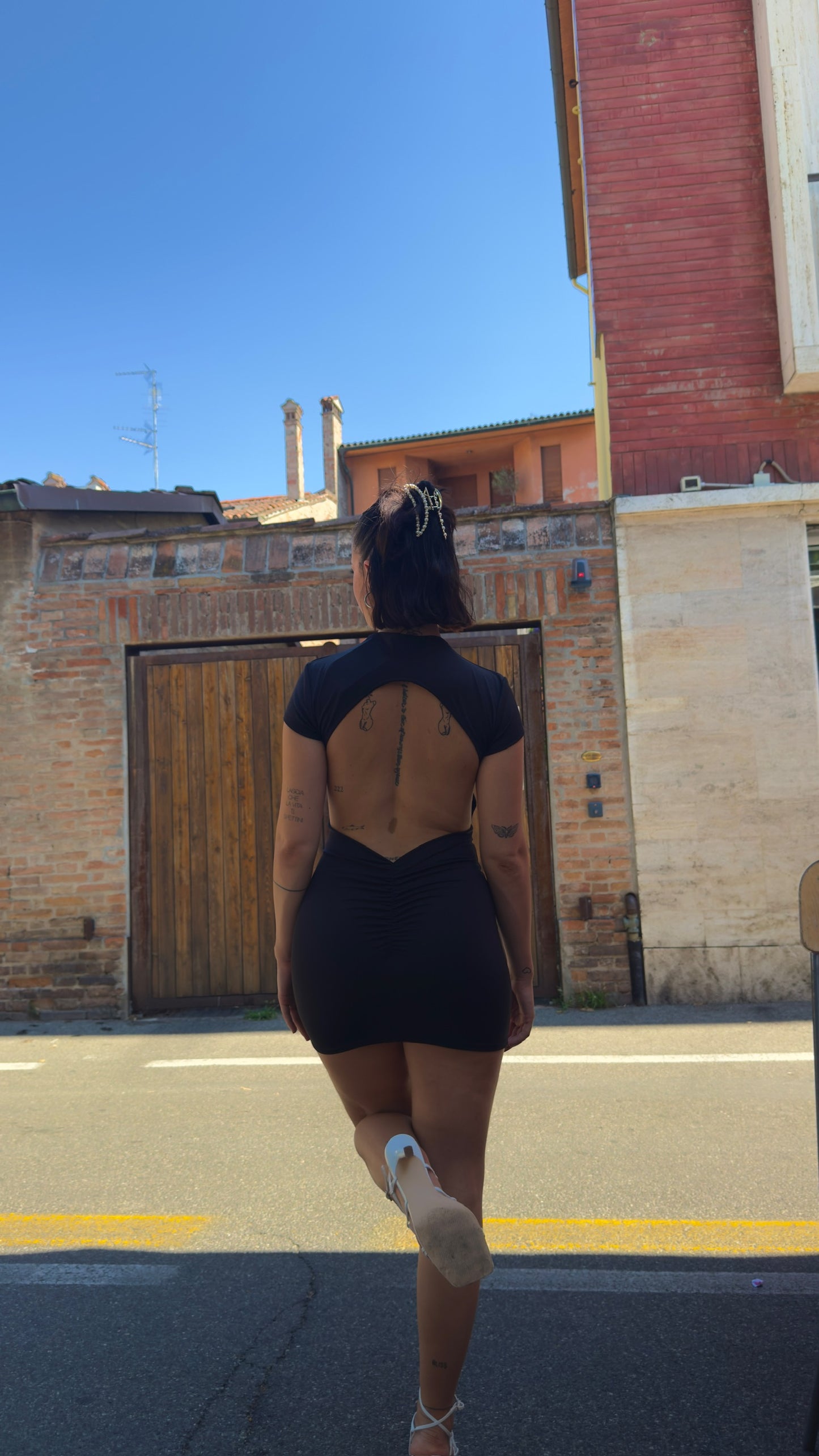 Mini Dress Mock Neck Open Back