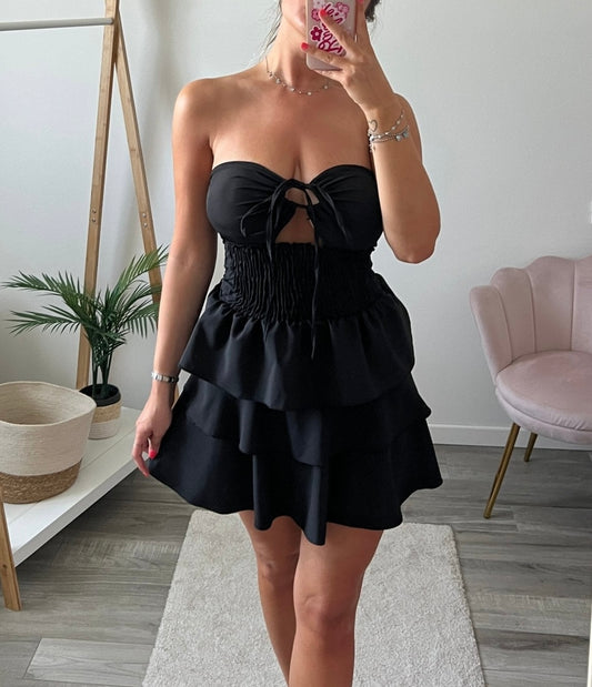Vestito corto con balze