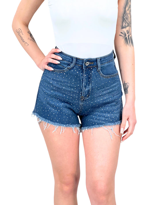 Pantaloncini blu jeans con glitter