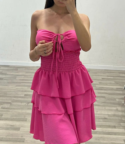 Vestito corto con balze