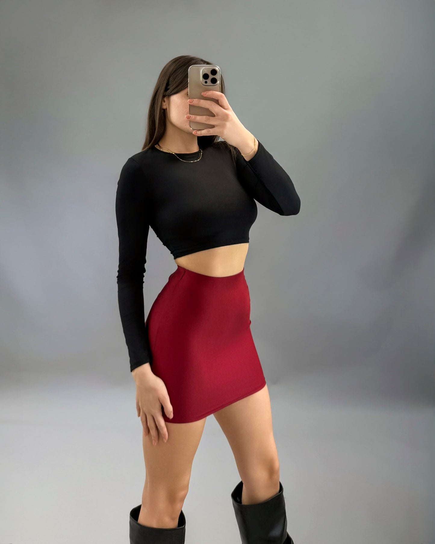 Mini gonna semi raso
