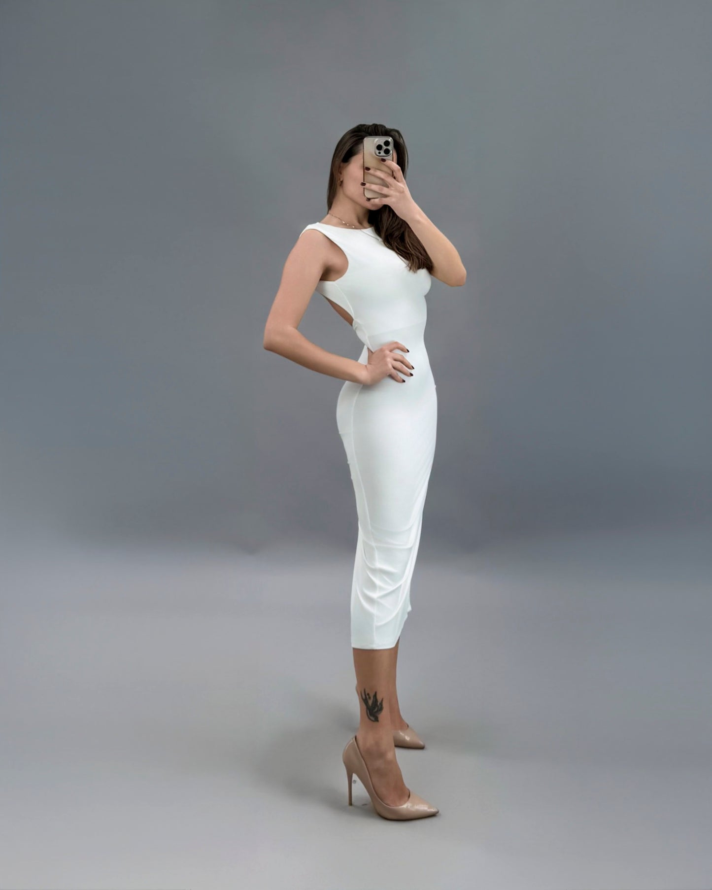 Vestito Midi con Schiena Scoperta