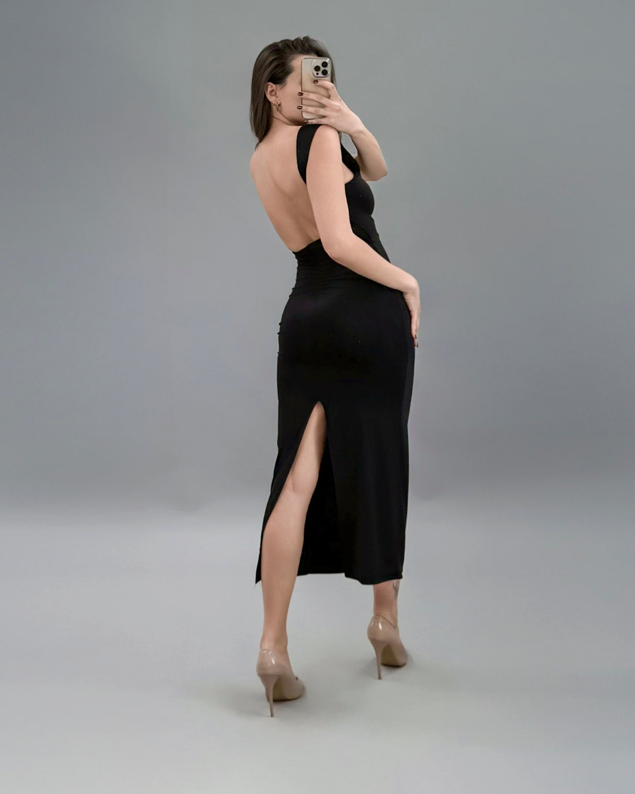Vestito Midi con Schiena Scoperta