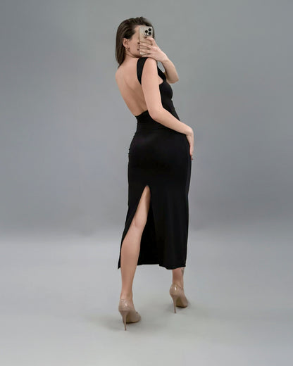 Vestito Midi con Schiena Scoperta