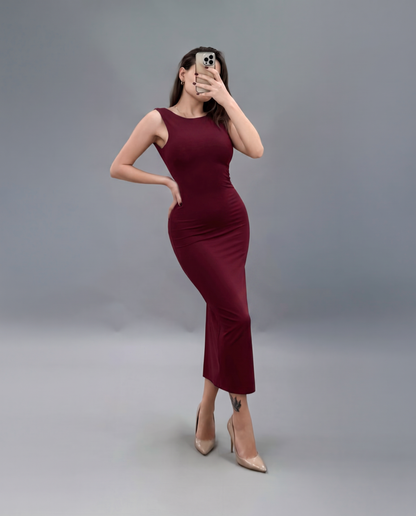 Vestito Midi con Schiena Scoperta