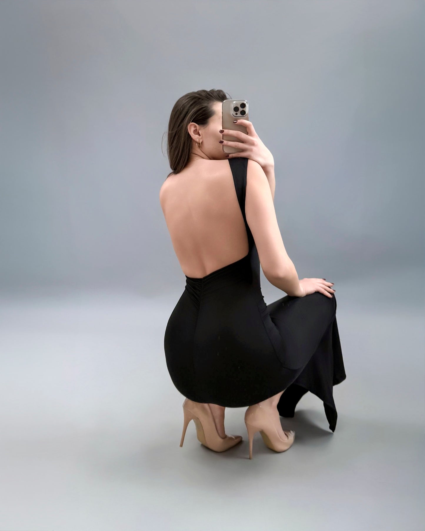 Vestito Midi con Schiena Scoperta