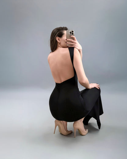 Vestito Midi con Schiena Scoperta