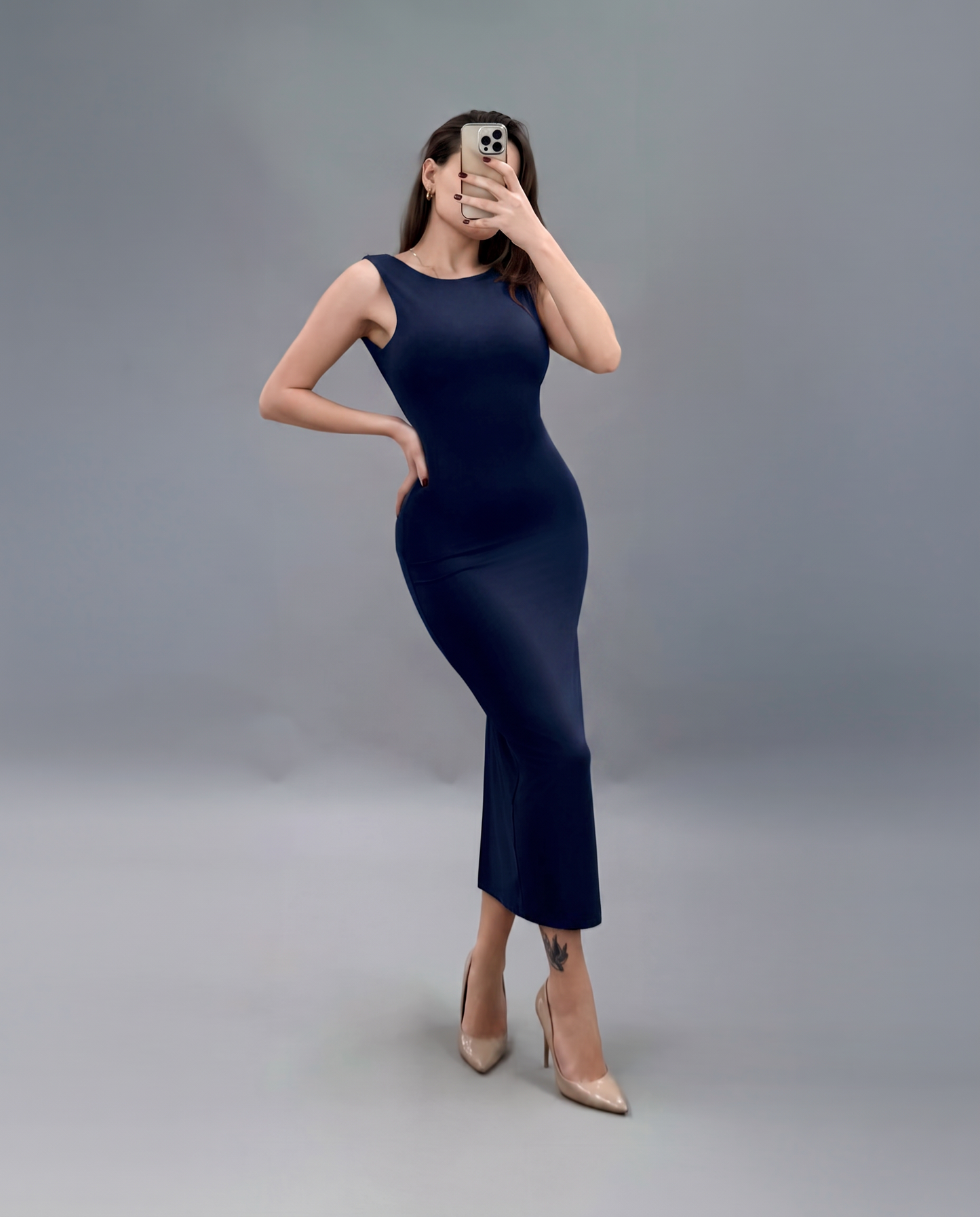 Vestito Midi con Schiena Scoperta