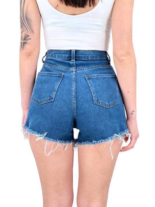 Pantaloncini blu jeans con glitter