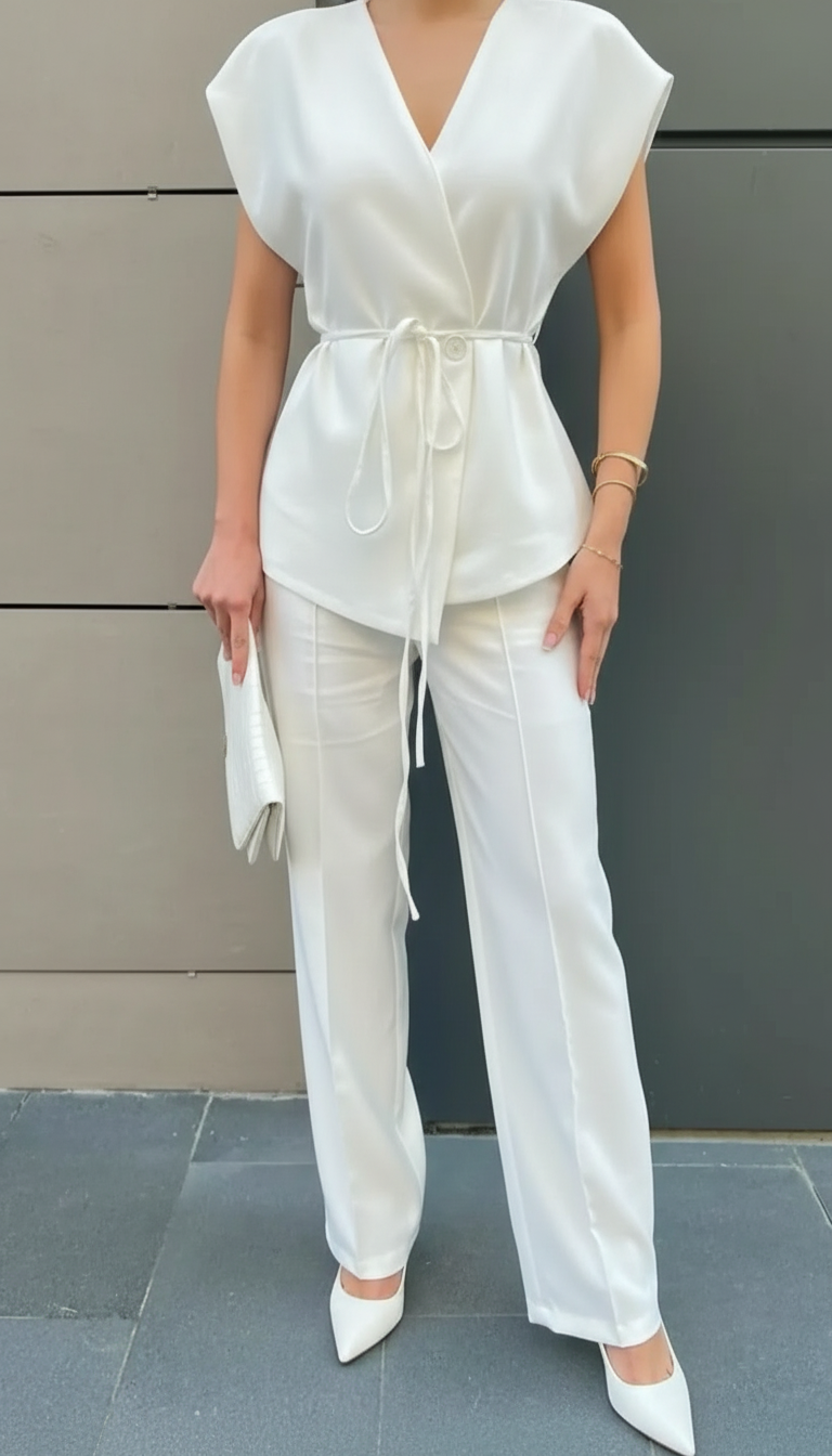 Completo gilet e pantalone a palazzo