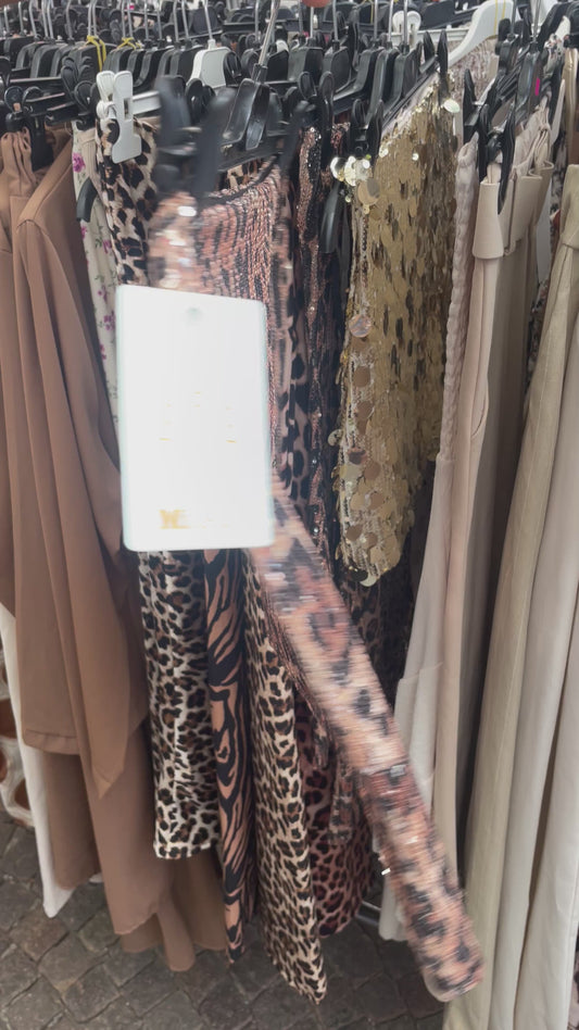 Gonna leopardata in paillettes